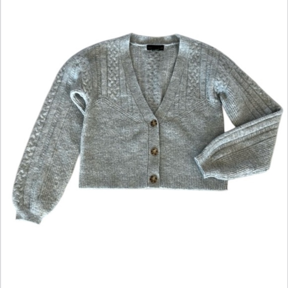 House of Harlow 1960 size XS gray knit cropped cardigan sweater